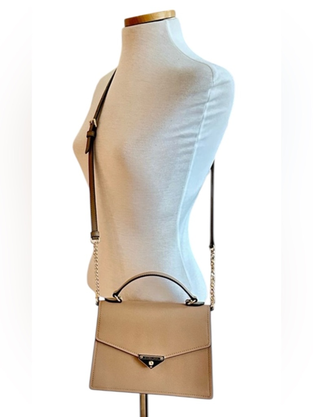 Michael Kors Grace TH Saffiano Leather Satchel Handle & Shoulder Bag MED Tan NWT